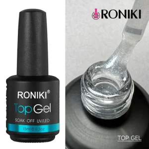 RONIKI Shimmer Glitter Top Coat UV Nail Gel Sparkle Gloss Top Polish HEMA Free Salon DIY Nail Decoration Bulk OEM