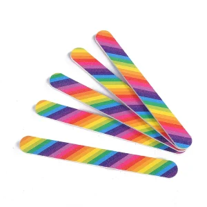 Rainbow Colorful Sanding Nail File Printed Double Sided Manicure Sanding File Buffer Grits 100/180