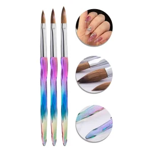 Rainbow Transparent Acrylic Handle High-quality 100% Kolinsky Acrylic Nail Art Brush Professional Manicure Tool