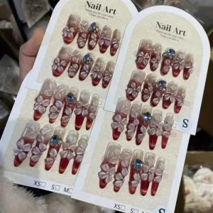 Random 3D Flower Press on Nails Hot Selling Multi Designs Length Handmade High Quality Supplier