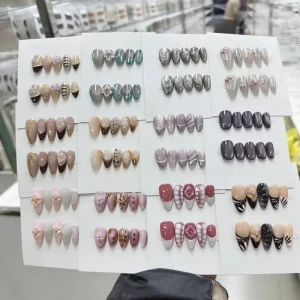 Random Handmade Press on Nails 3D Flower False Nails with High Quality Support Custom Package with Your Logo