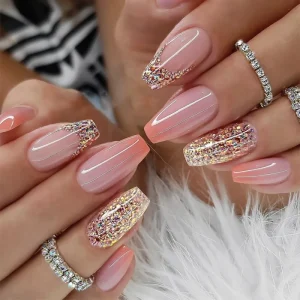 Ready to Ship Long Luxury Press on Fake Nails Tip Colorful False Nails Press on Nails