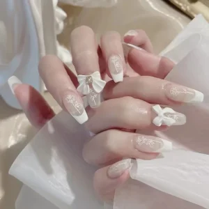 Ready to Ship Medium Press on Nails Custom French Tip for Short Nails