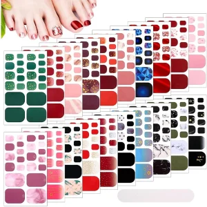 Real Toe Nail Polish Wraps Stickers Patch Foils Art Decals Adhesive Easy Apply Various Toe Nail Sticker