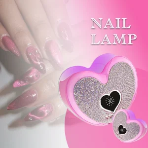 Rechargeable Electric Diamond Pink Heart Shape Plastic UV LED Nail Lamp Portable for Home & Salon Use