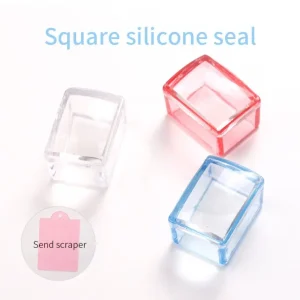 Rectangle Nail Silicone Stamper Jelly Head With Scraper Template Stamp Polish Printing DIY Manicure Tools