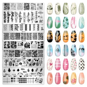 Rectangular Nail Art Plate Stamping Template Color coated Ink Stencil DIY Manicure Printing Stencil Nail Tools