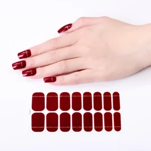 Red Colour Xmas Festive Holiday Nail Polish Full Wrap Nail Stickers for Women Girls Portable Fashionable for Party Use