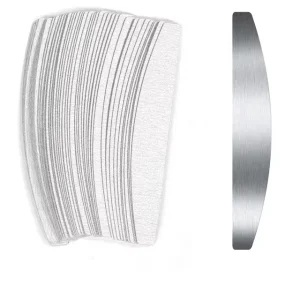 Removable Replaceable Metal Sandpaper Nail File 80 100 150 180 240 Grit Peel and Stick Nail File Half Moon Crescent Emery Boards