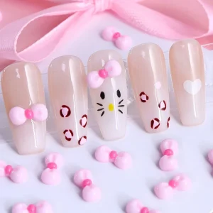 Resin Bow Charms Accessories Art Nail Decal for Decoration Press on Nails