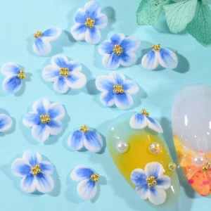 Resin Floral Nail Stickers for DIY Nail Art 3D Embossed Nail Stickers with Floral Patterns