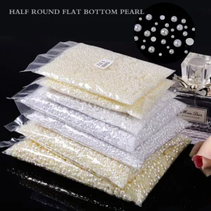 Resin Pearl Flat Bottom Semicircle Nail Decoration