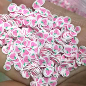 Resin Pink Peach Slices Fruits Sprinkles 3D Polymer Clay for DIY Slime Nail Art Craft Projects Packaged Per Bag