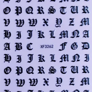 Retro English Word Nail Stickers Charms Old English Alphabet Stick on Nails