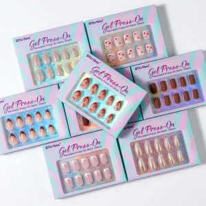 Reusable Faux Ongles Fake False Nails With Glue Short Soft Gel 3D Luxury Design Handmade French Press On Nails And Gel