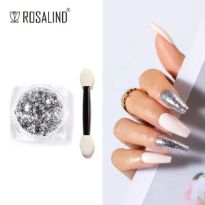 Rosalind New Holographic Diamond Glitter Metallic Shining Flakes Nail Acrylic Powder Dust Sequins Decoration for Nail Art