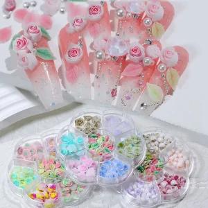 Rose Flower Nail Charms Accessories Art Decoration Press on Nails
