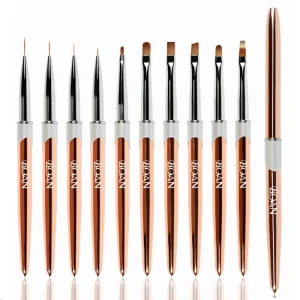 Rose Gold Nail Art Brush Liner Brushes Crystal Acrylic Thin Liner Drawing Pen Manicure Tools UV Gel Brush