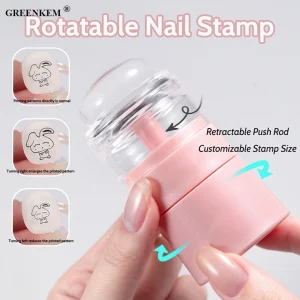 Rotatable Nail Stamp Customizable Silicone Stamper with Retractable Rod for Creative Nail Designs DIY Friendly Nail Stamp
