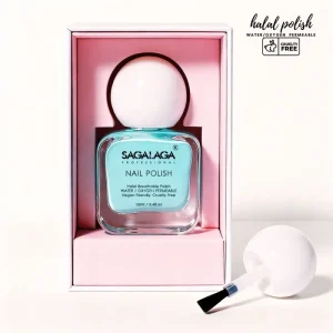 SAGALAGA 12ml Breathable Halal Nail Polish for Muslim Women Wudu Friendly Fast Drying Nail Polish 21 Free Custom Logo