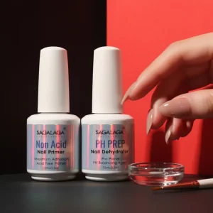 SAGALAGA Air Dry Nail Non Acid Primer and Dehydrator 15ml Glass Bottle Private Label Acrylic Nail Bonder