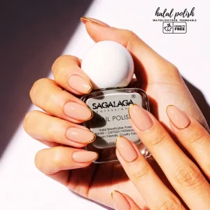 SAGALAGA Organic Halal Nail Polish Breathable Water Based Vegan Non Toxic Formula Peel Off Nail Polish Cruelty Free Natural