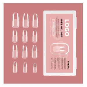 SCI OEM 500pcs 552pcs Medium Coffin C Curve Almond Square Acrylic Soft Gel X Full Cover Nail Tips