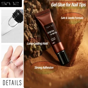 SH12 Tube Solid Glue Gel for Nail Tips & Decorations Non Flow Self Leveling Vegan & Non Toxic UV LED Cure