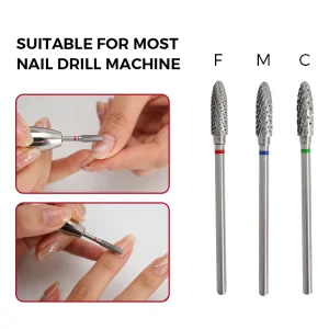 SHUANGJIA FH0414 Russian Tungsten Carbide Stainless Steel Small Barrel Nail Drill Bits for Acrylic Nail Tips Grinding
