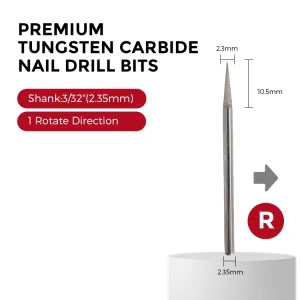 SHUANGJIA Professional Tungsten Carbide Triangle Nail Bit Cross Cut For Cuticle Cleaning Acrylic Grinding 2.3mm Shank ISO CE