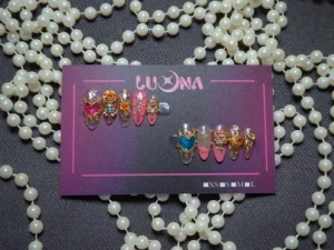 Sailor Moon Inspired Colorful Heart Boutique Handmade Nail Art High End ABS Press Nails Finger Pure Handmade Product