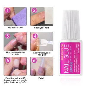 Salon Professional Non Toxic Nail Glue Transparent Liquid Strong Hold Long Lasting Fast Drying for Press on Nails Quick Setting