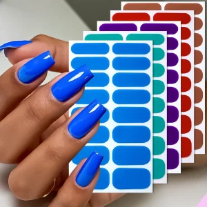 Salon Quality Autumn Winter Pure Color Design Press On 22 Strips Nail Stickers No Baked Lamp Pre curing UV Free Gel Nail Wraps