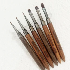 Sandalwood Handle Nail Art Brush Soft Elastic Nylon Bristles Gel Polish Brush for Nail Extension and Manicure Details