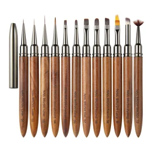 Sandawooden 6-Piece Nail Art Liner Brushes Set for Long Lines and Thin Details Durable Nylon Material for Fine Drawing and Painting