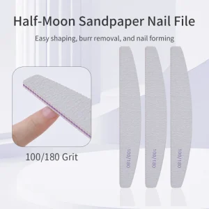 Sandpaper Nail File Custom Logo 100 180 Buffer Curved Zebra Nail File Double Sided Emery Boards Manicure Tool