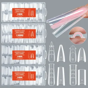 Sandwich Dual Nail Form Ultra Thin Smooth Long Square No Filing Paperless Quick Extension Nail Art Mold for Manicure