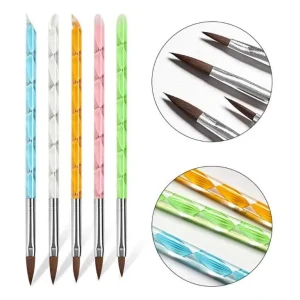 Screw Rod Nylon Hair Nail Art Brush Set Silver Acrylic Nail Brush Customization Acrylic Brush for Nail Size10