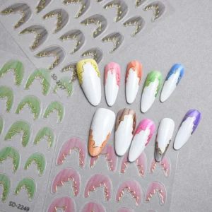 Self-Adhesive 3D Skirt French Nail Decals Plastic Foil Stamping DIY Nail Art Sticker Decoration for Nail Beauty