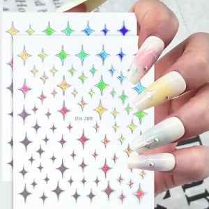 Self-Adhesive Nail Decal Art Sticker Decorations Holographic Laser Shining Star Nail Stickers 2D for Women