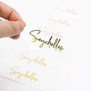 Self Adhesive Vinyl Customized Printing Clear Gold Foil Waterproof Plastic Stickers Transparent Logo Stickers