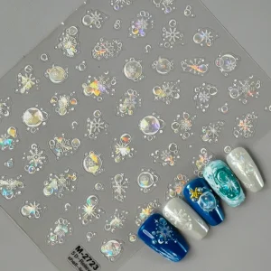 Shell Light Bubble Snowflake Nail Stickers 5D Embossed Easy Application Self-Adhesive Manicure Nail Art Stickers
