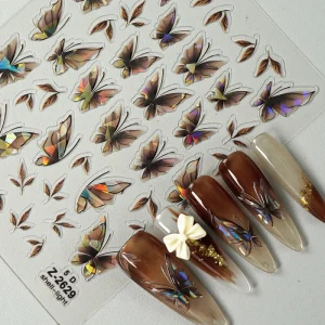Shell Light Butterfly Nail Art Stickers Decals 3D Embossed Spring Summer Nail Decals Manicure Nail Sticker