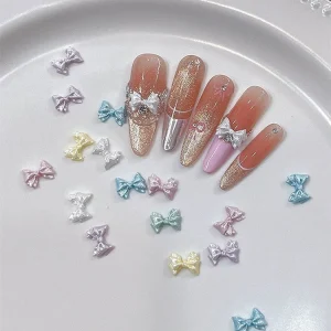 Shimmering Mini Bow shaped Resin Gem for Nail Art Decoration DIY Craft Projects and Fashion Accessory Embellishment