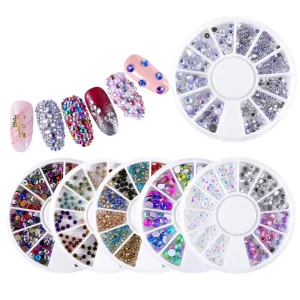 Shiny Crystal AB White Rainbow Nail Art Mix Shape Fancy in Box Flat Bottom Glass Nail Rhinestone Art Decoration Rhinestones