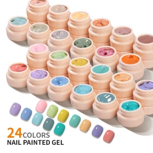 Shiny Healthy 24 Solid Colours Uv Led Nail Painting Gel Polish OEM Create Your Own Brand Label Nail Paint Gel