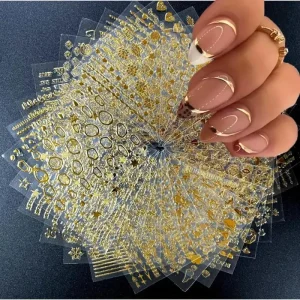 Shiny Waterproof French Art Star Leaf Golden Bronzing Nail Decals