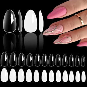 Short Almond ABS Gel Press on Nail Tips Artificial Fingernails for Acrylic Manicure Extensions Salon Nail Art Supplies