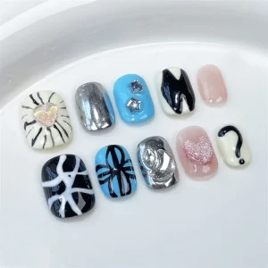 Short Hand Painted Acrylic High Quality Handmade Press On Nails
