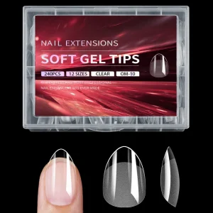 Short Matte Coffin Full Cover 240 Pcs Acrylic Nail Extension Tips Clear French Square Nail Tip Soft Gel Nail Tips